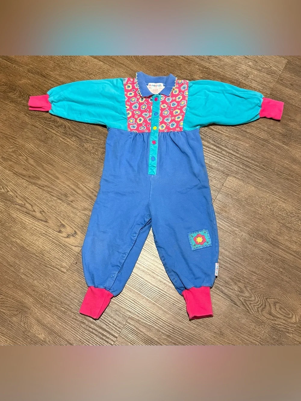 Vintage 1990’s Rainbow Tag Gymboree Colorful Colorblock Retro Romper Small 2T 3T
